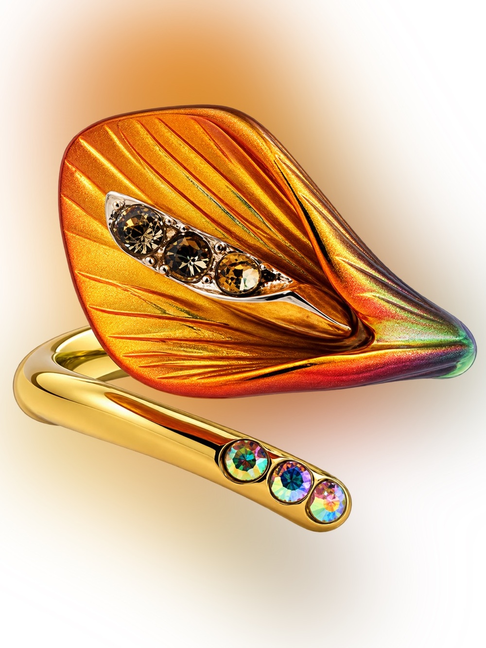 Betsey Johnson Gold-Tone Orange Leaf Ring
